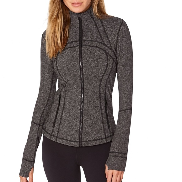 Lululemon Define Jacket Heathered Herringbone Stretch Athletic Top Black Gray 4 - Picture 8 of 10